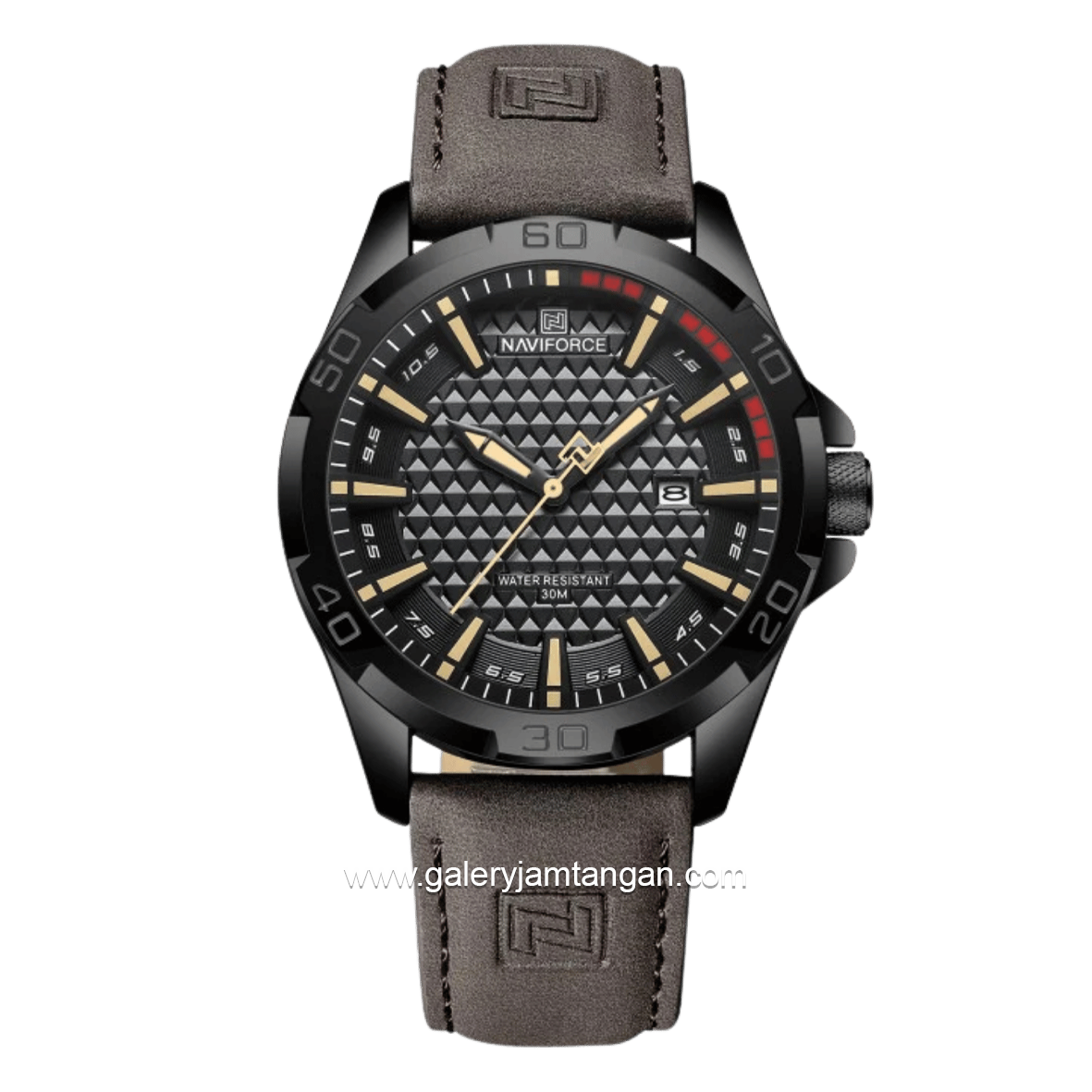 NAVIFORCE NF-8023 Brown Black Leather Strap