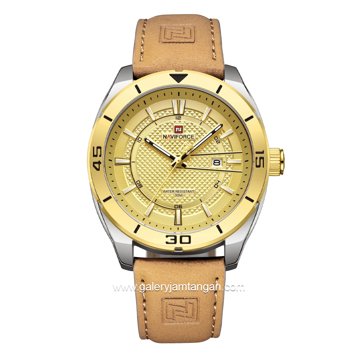 NAVIFORCE NF-9209 Light Brown Dial Gold Leather Strap