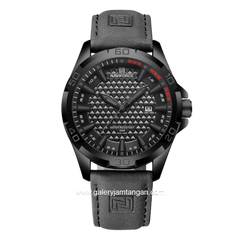 NAVIFORCE NF-8023 Grey Black Leather Strap