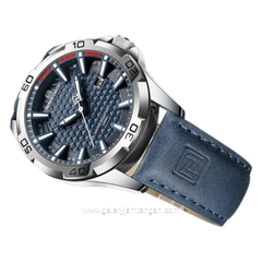 NAVIFORCE NF-8023 Blue Silver Leather Strap