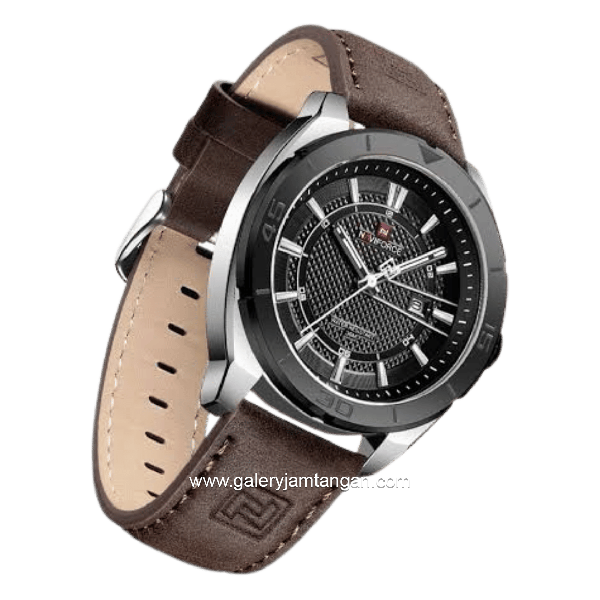 NAVIFORCE NF-9209 Brown Dial Black Leather Strap