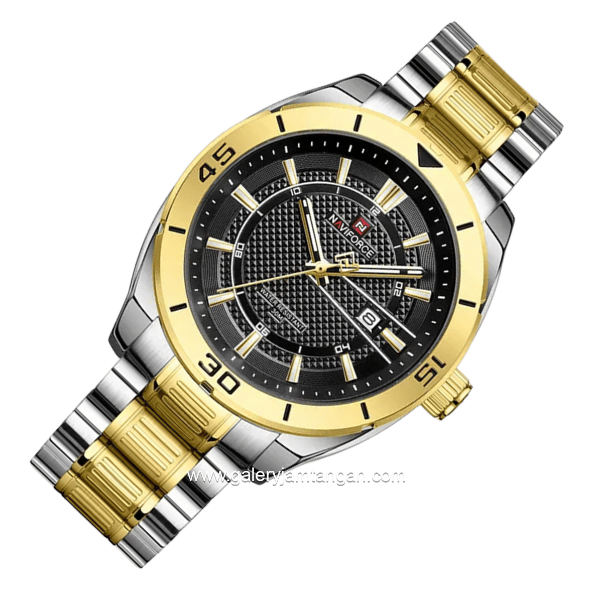 NAVIFORCE NF-9210 Silver Gold Dial Black Stainless Steel