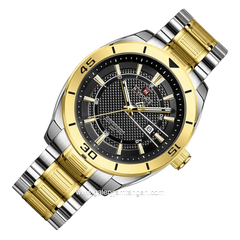 NAVIFORCE NF-9210 Silver Gold Dial Black Stainless Steel