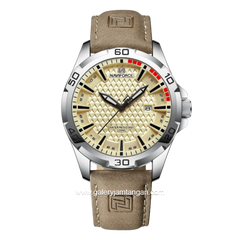 NAVIFORCE NF-8023 Light Brown Dial Khaki Leather Strap