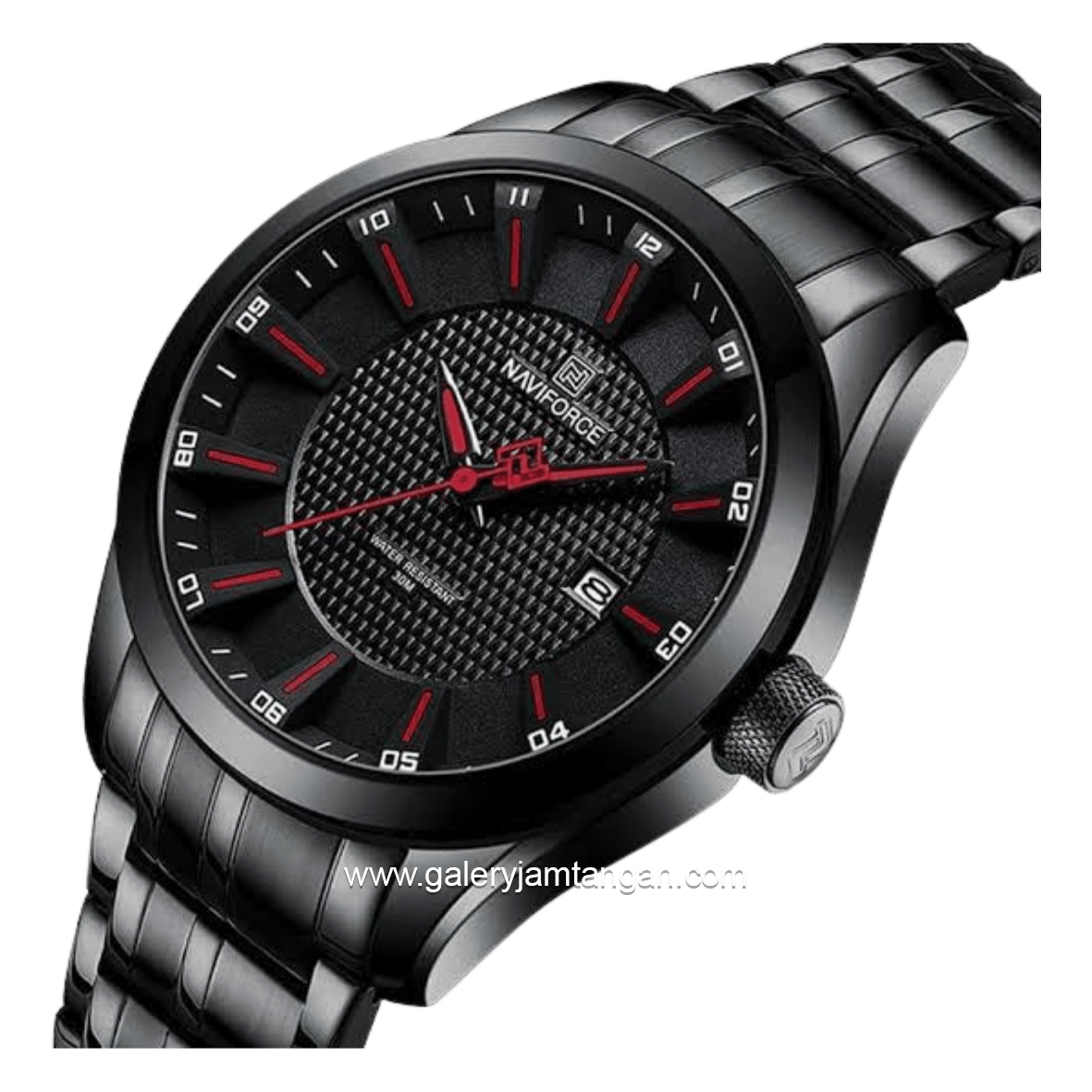 NAVIFORCE NF-8032 Black Hour Marker Red Stainless Steel
