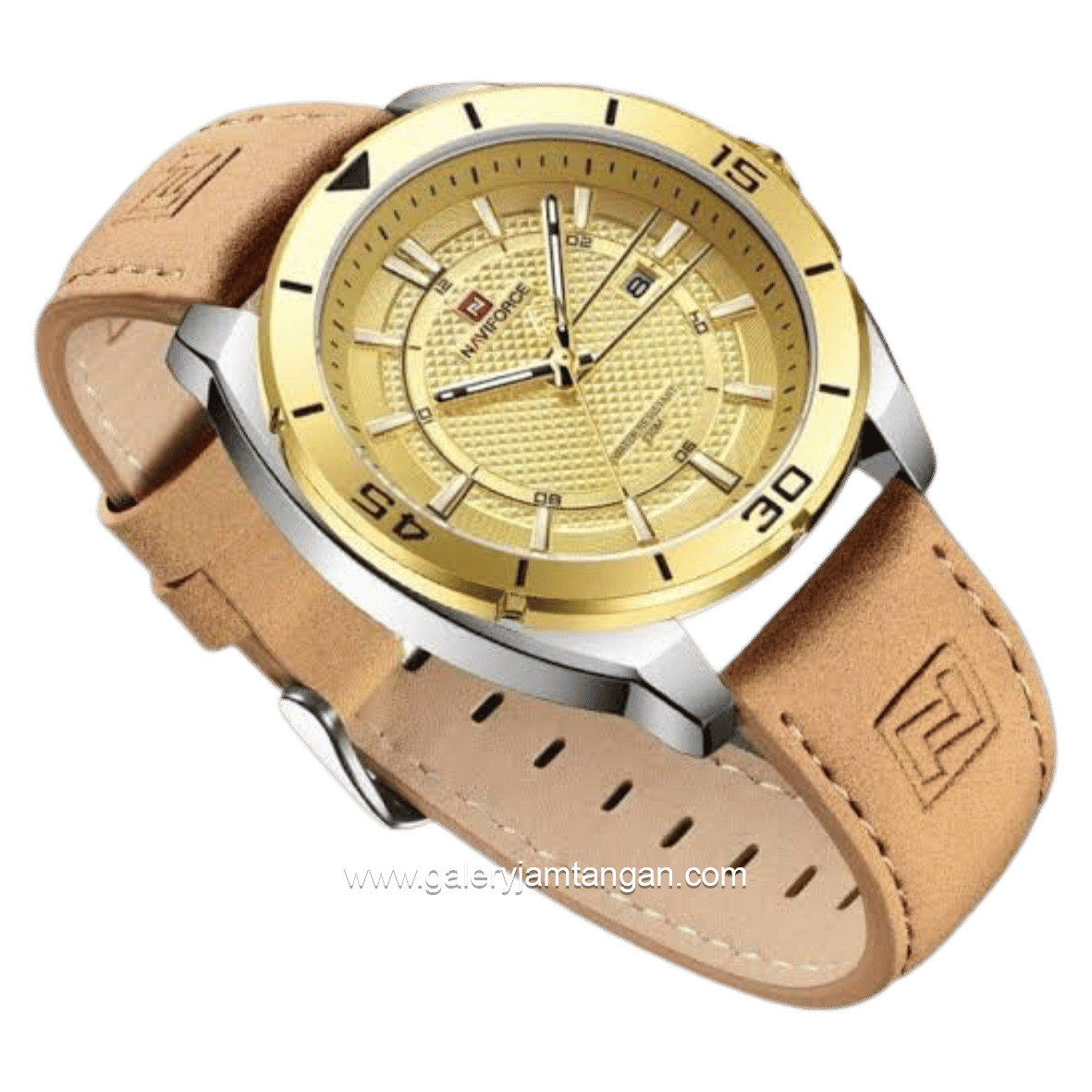 NAVIFORCE NF-9209 Light Brown Dial Gold Leather Strap