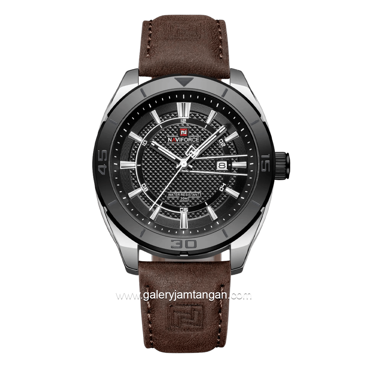 NAVIFORCE NF-9209 Brown Dial Black Leather Strap