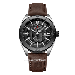 NAVIFORCE NF-9209 Brown Dial Black Leather Strap