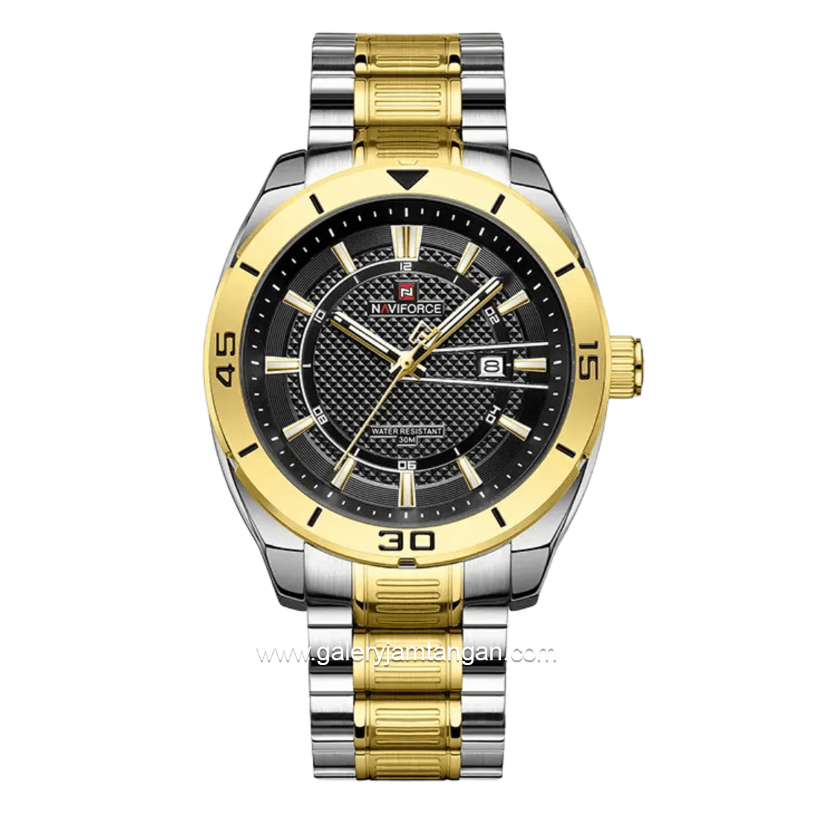 NAVIFORCE NF-9210 Silver Gold Dial Black Stainless Steel