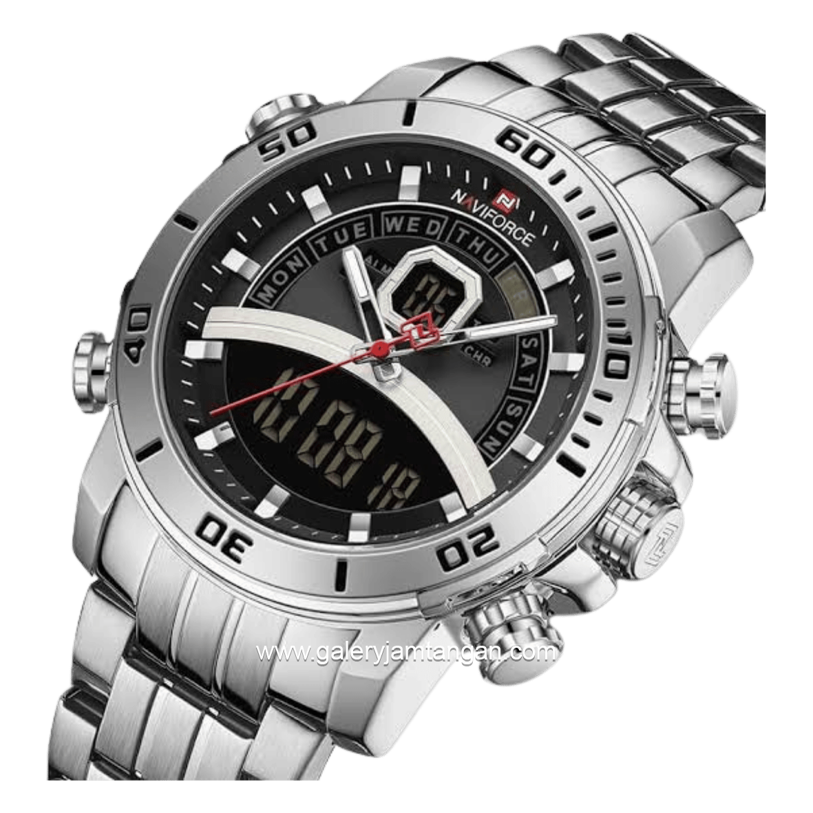 NAVIFORCE NF-9181M Digital Analog Silver Dial Black Stainless Steel