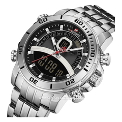 NAVIFORCE NF-9181M Digital Analog Silver Dial Black Stainless Steel