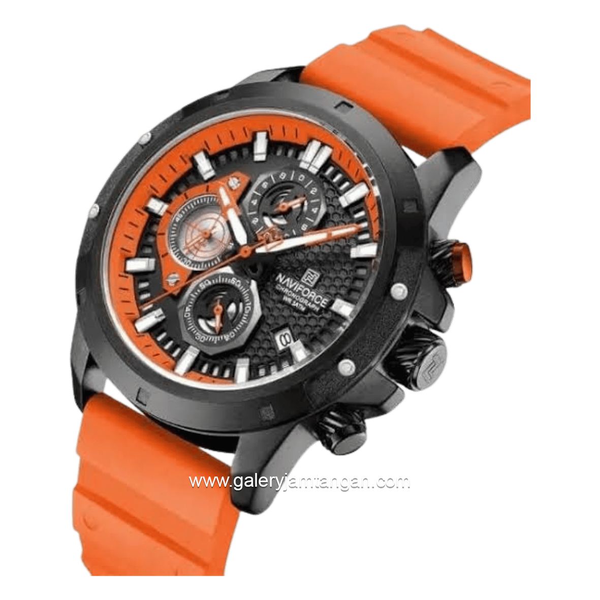 NAVIFORCE NF-8036M Chronograph Orange Black Silicone Strap