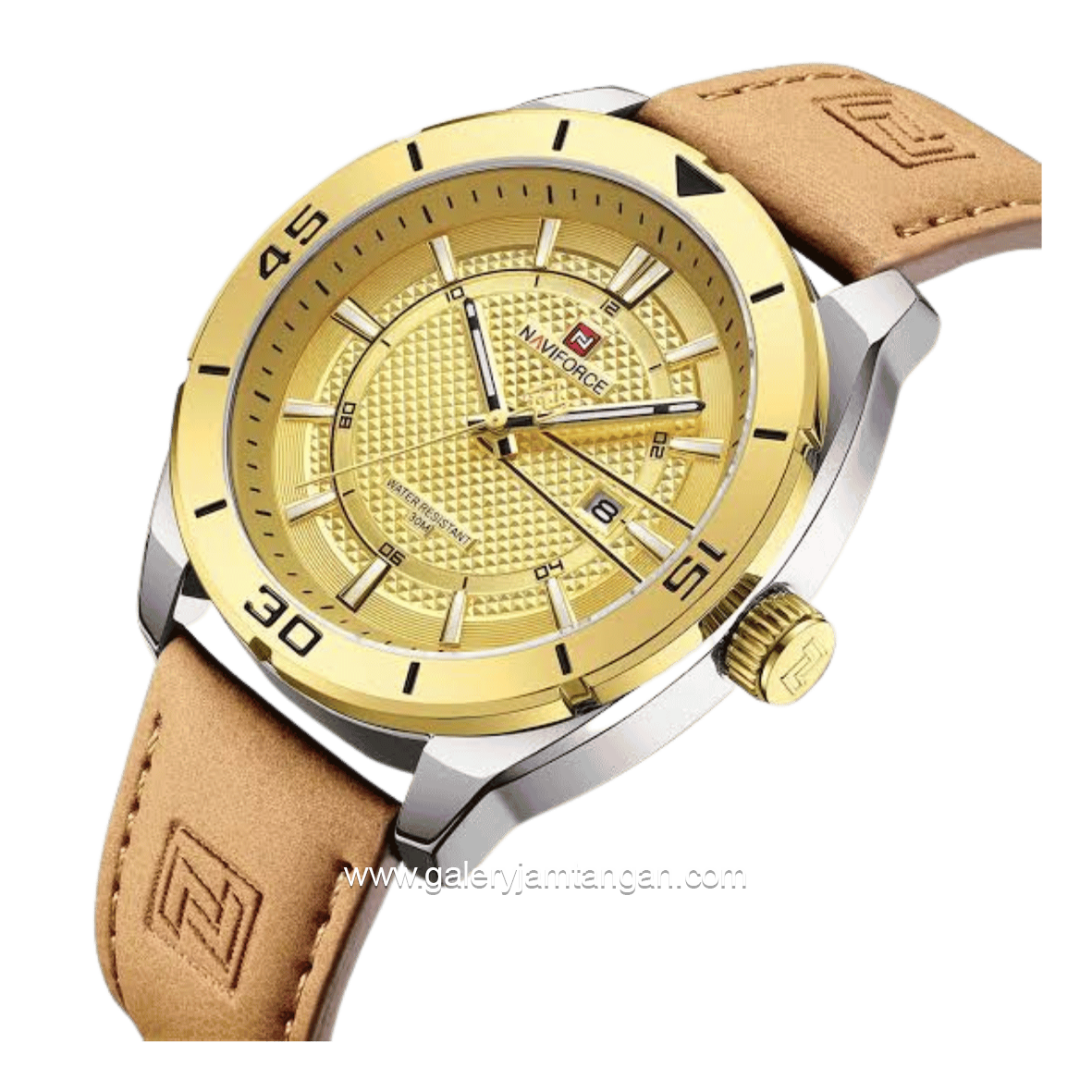 NAVIFORCE NF-9209 Light Brown Dial Gold Leather Strap