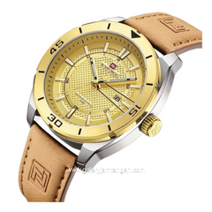 NAVIFORCE NF-9209 Light Brown Dial Gold Leather Strap