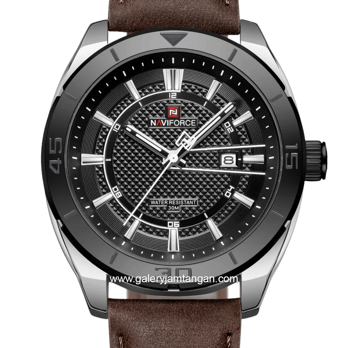 NAVIFORCE NF-9209 Brown Dial Black Leather Strap