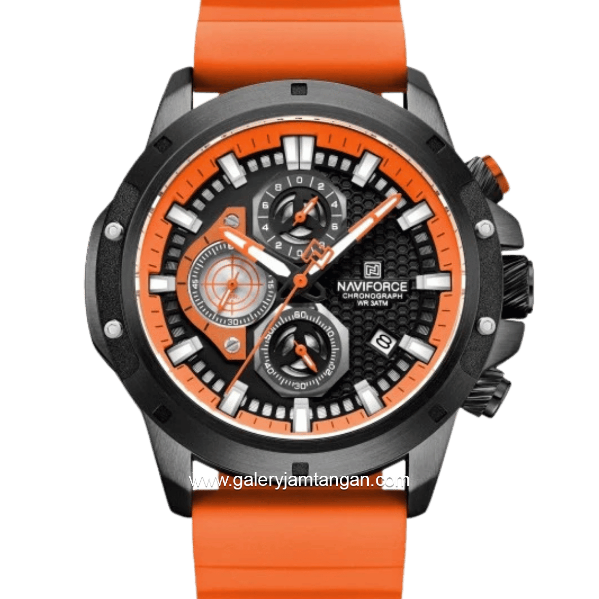 NAVIFORCE NF-8036M Chronograph Orange Black Silicone Strap