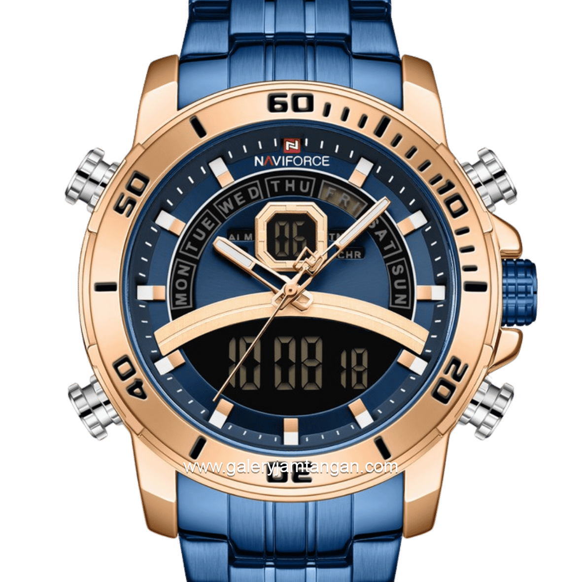 NAVIFORCE NF-9181M Digital Analog Blue Rosegold Stainless Steel