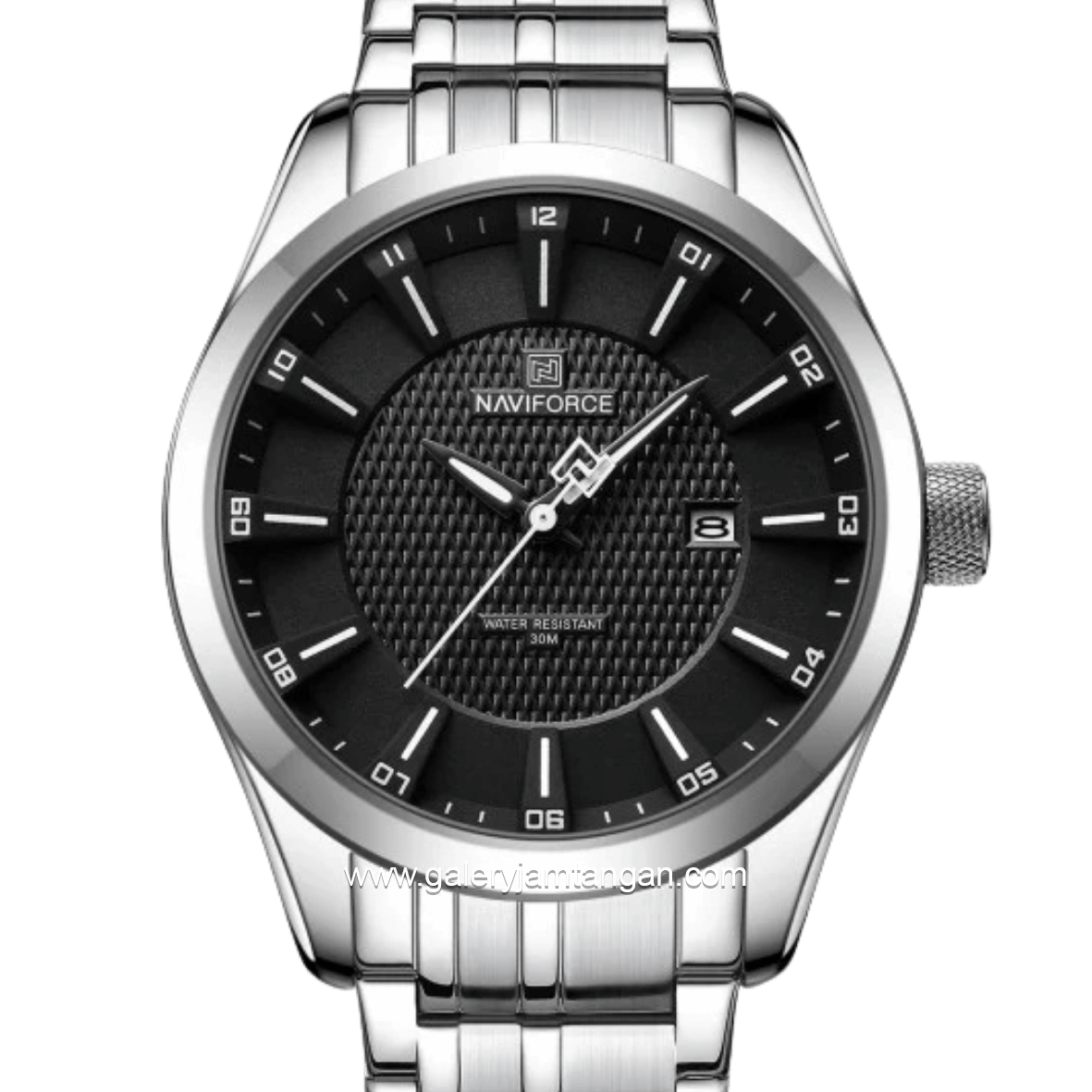 NAVIFORCE NF-8032 Silver Dial Black Stainless Steel