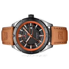 NAVIFORCE NF-9209 Orange Dial Black Leather Strap