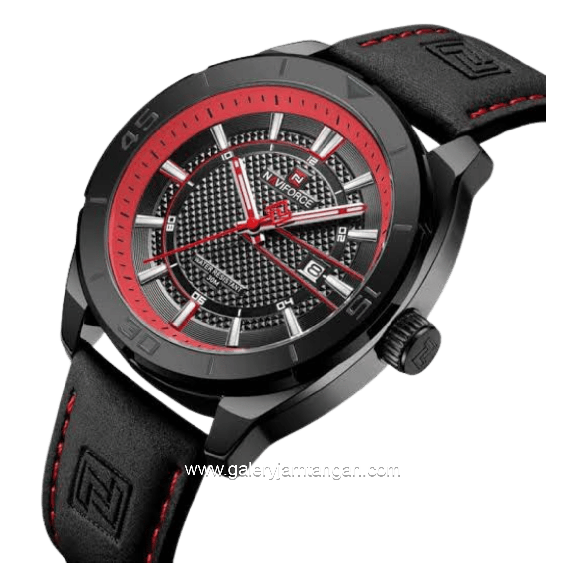 NAVIFORCE NF-9209 Black Dial Black Leather Strap