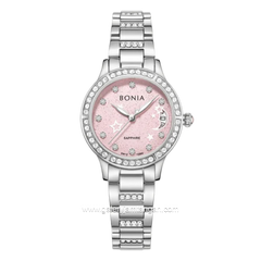 BONIA BNB10960-2377S Silver Dial Pink Stainless Steel Strap