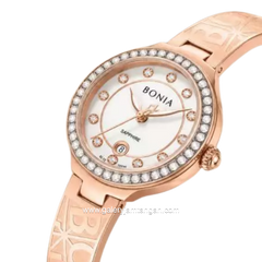 BONIA BNB10938-2517S Rose Gold Dial White Stainless Steel Strap