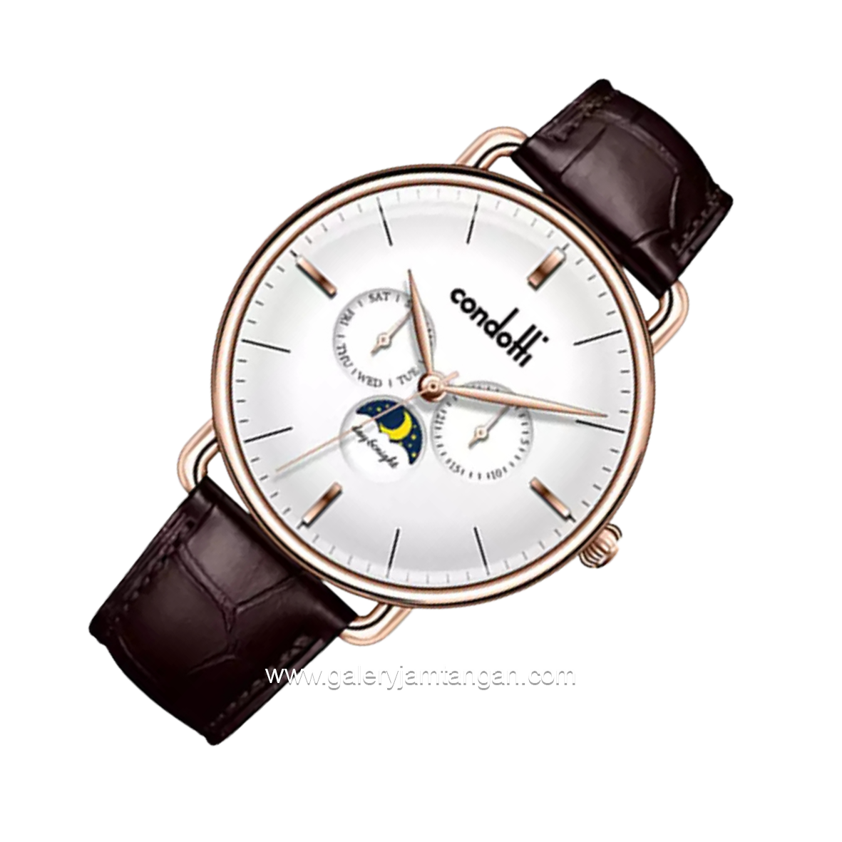 CONDOTTI GENUINO CN1092-RG01-L05 Brown Rosegold Leather Strap