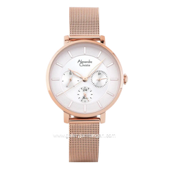 Alexandre Christie Passion AC 2A55 BF BRGSL Silver Dial Rose Gold Mesh Strap