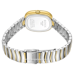 BONIA BNB10907-2112 Silver Yellow Dial White Stainless Steel Strap