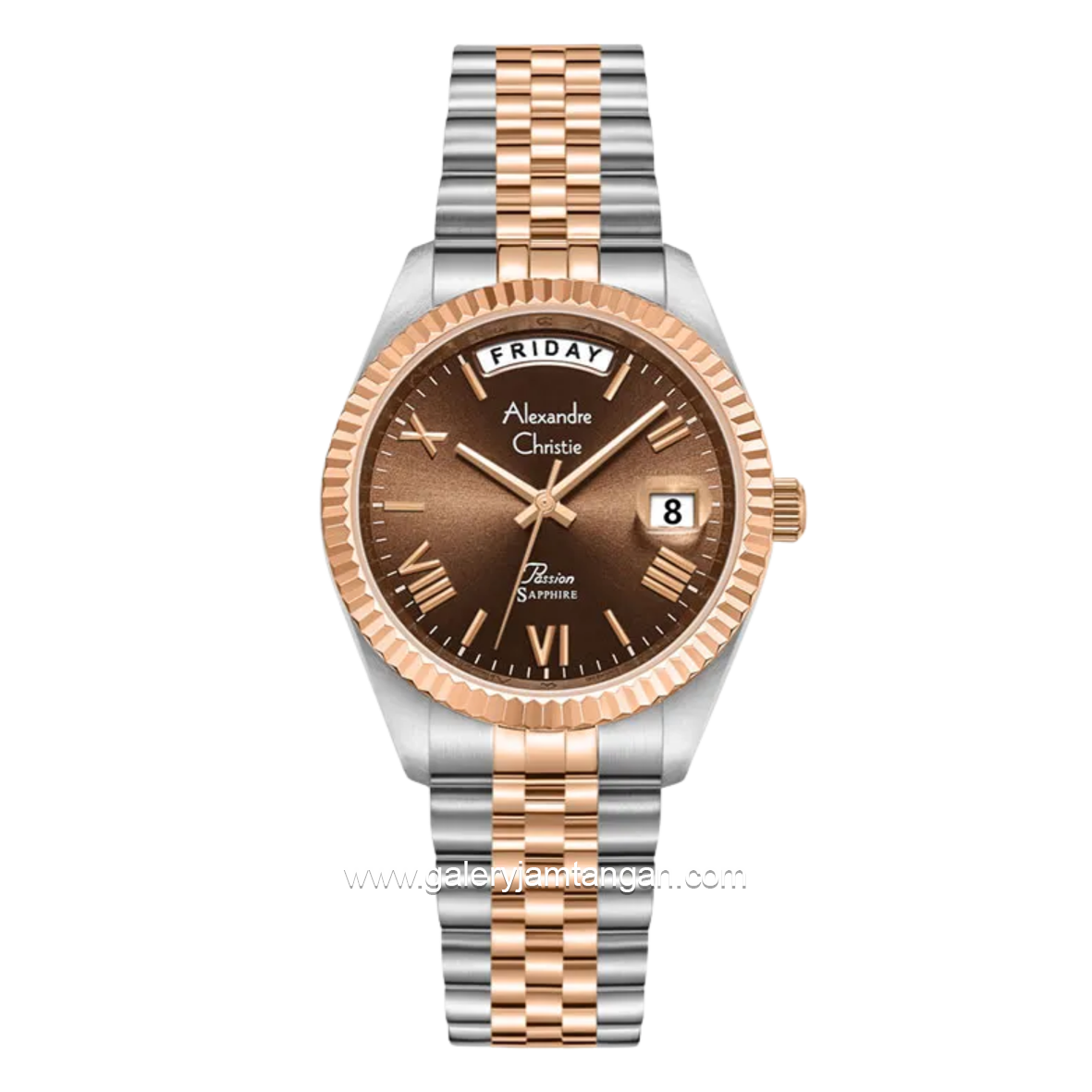 Alexandre Christie Passion AC 5014 LEBTRBO Brown Dial Dual Tone Stainless Steel Strap