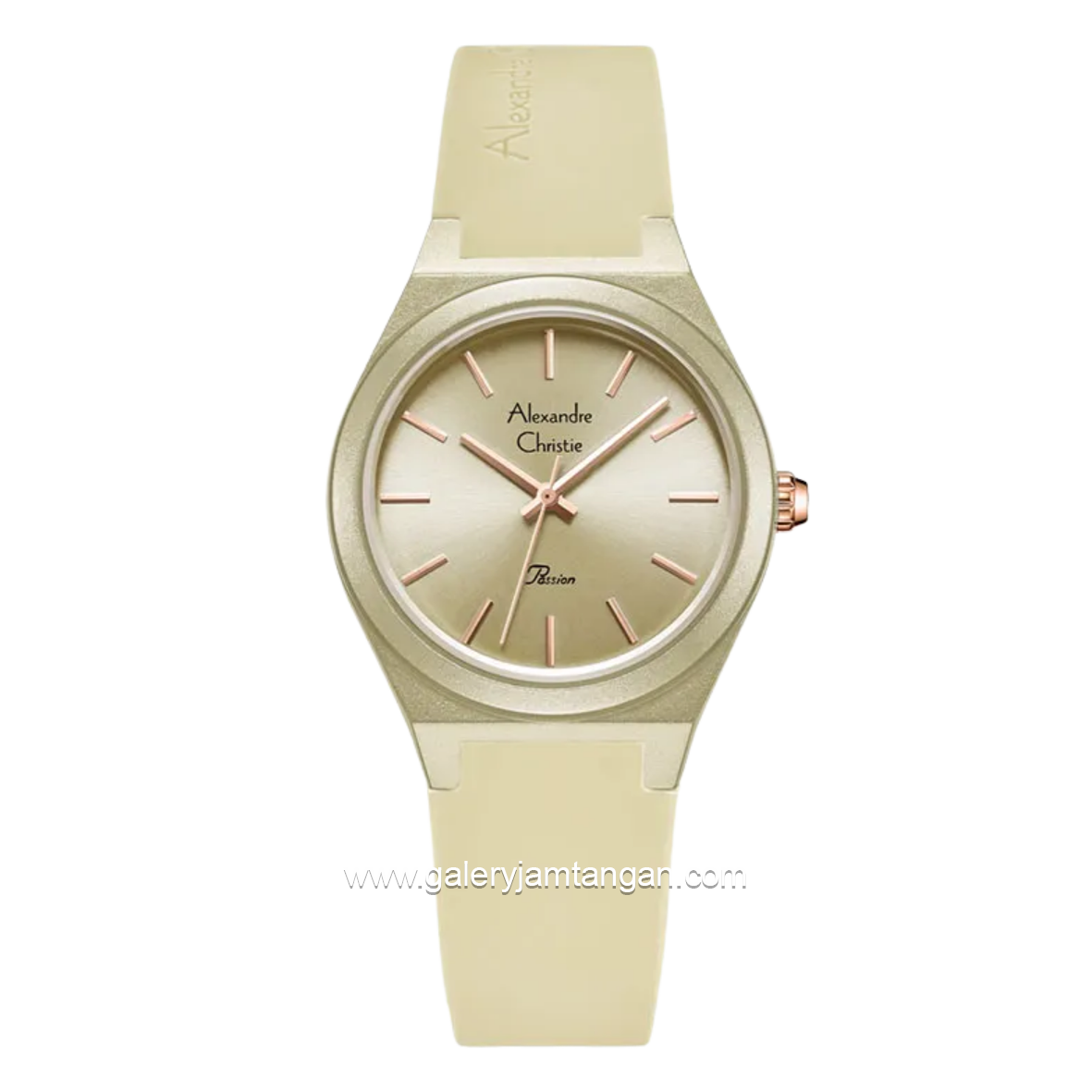 Alexandre Christie Passion AC 2A07 LH RRGBG Beige Dial Beige Rubber Strap
