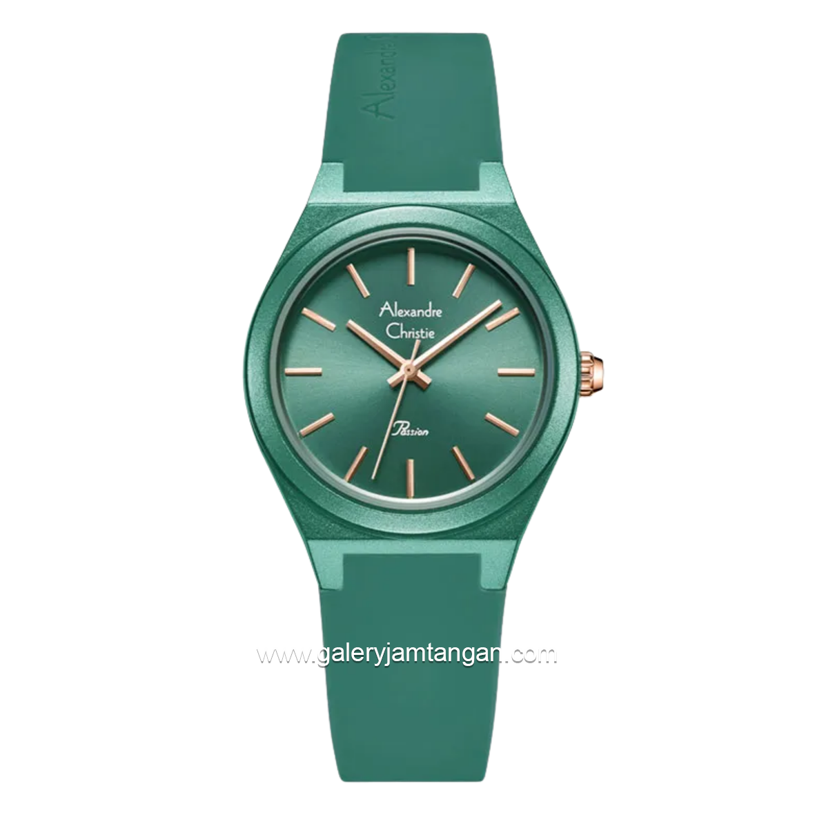 Alexandre Christie Passion AC 2A07 LH RRGDN Green Dial Green Rubber Strap