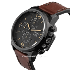 Alexandre Christie Chronograph AC 6280 GCLIPBAIV Men Black Dial Brown Leather Strap
