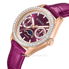 BONIA BNB10934-2562S Purple Rose Gold Dial Purple Leather Strap