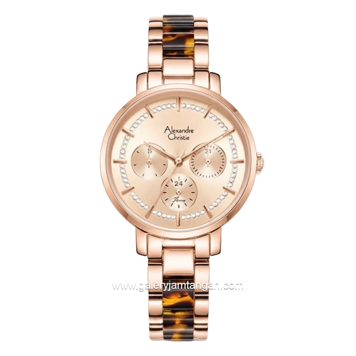 Alexandre Christie Passion AC 2A56 BF BRGRGBO Rose Gold Dial Dual Tone Steel Acetate Strap