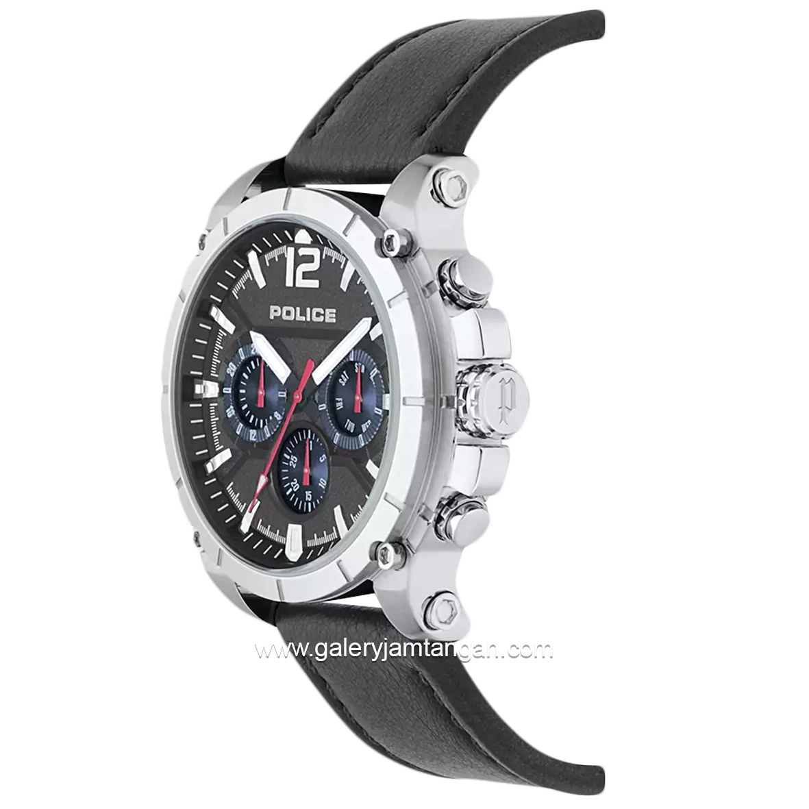 POLICE PL.15724JS/02 Black Leather Strap