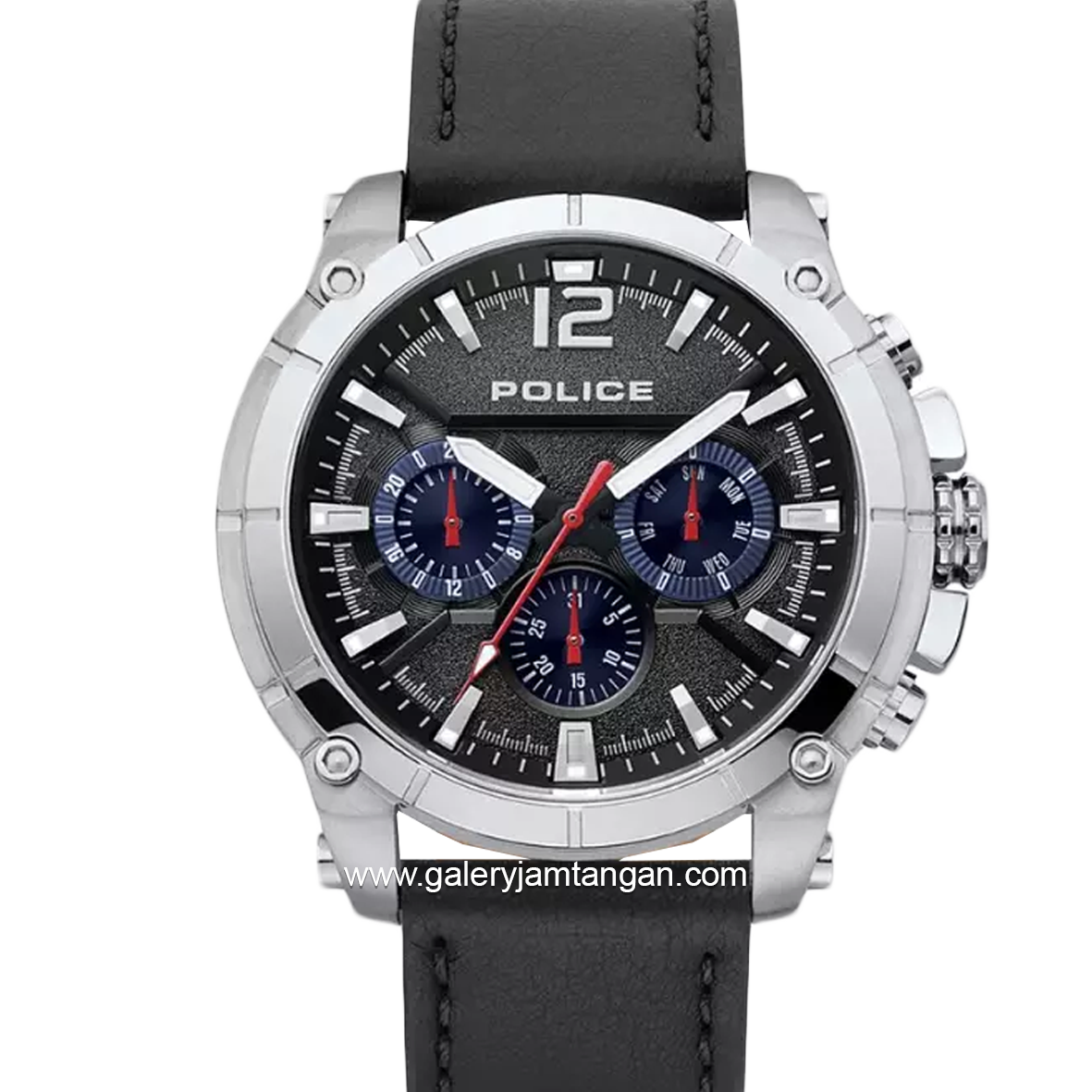 POLICE PL.15724JS/02 Black Leather Strap