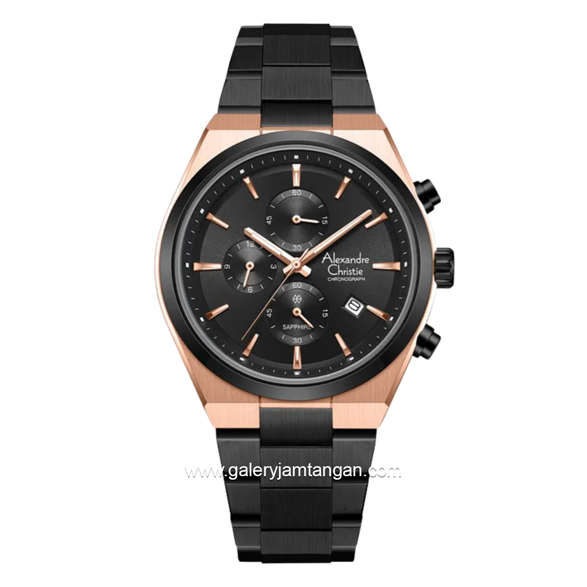 Alexandre Christie Chronograph AC 8697 MC BBRBA Black Dial Black Stainless Steel Strap