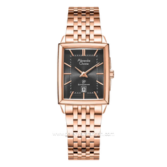 Alexandre Christie Slim Elegance AC 8708 LD BRGBA Black Dial Rose Gold Stainless Steel Strap