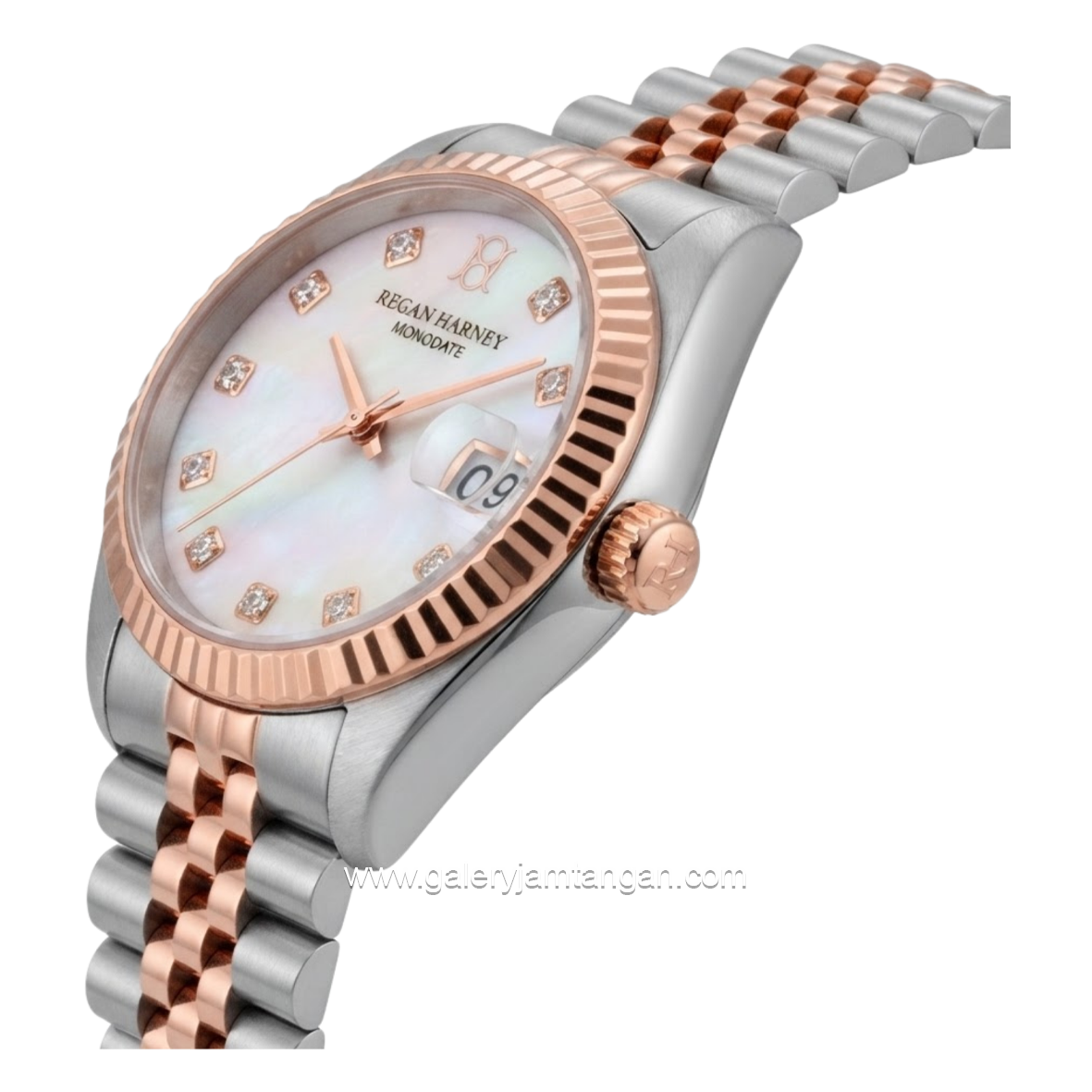 REGAN HARNEY LADY MONODATE RH013-04 Combination Silver Rosegold Dial White MOP Stainless Steel