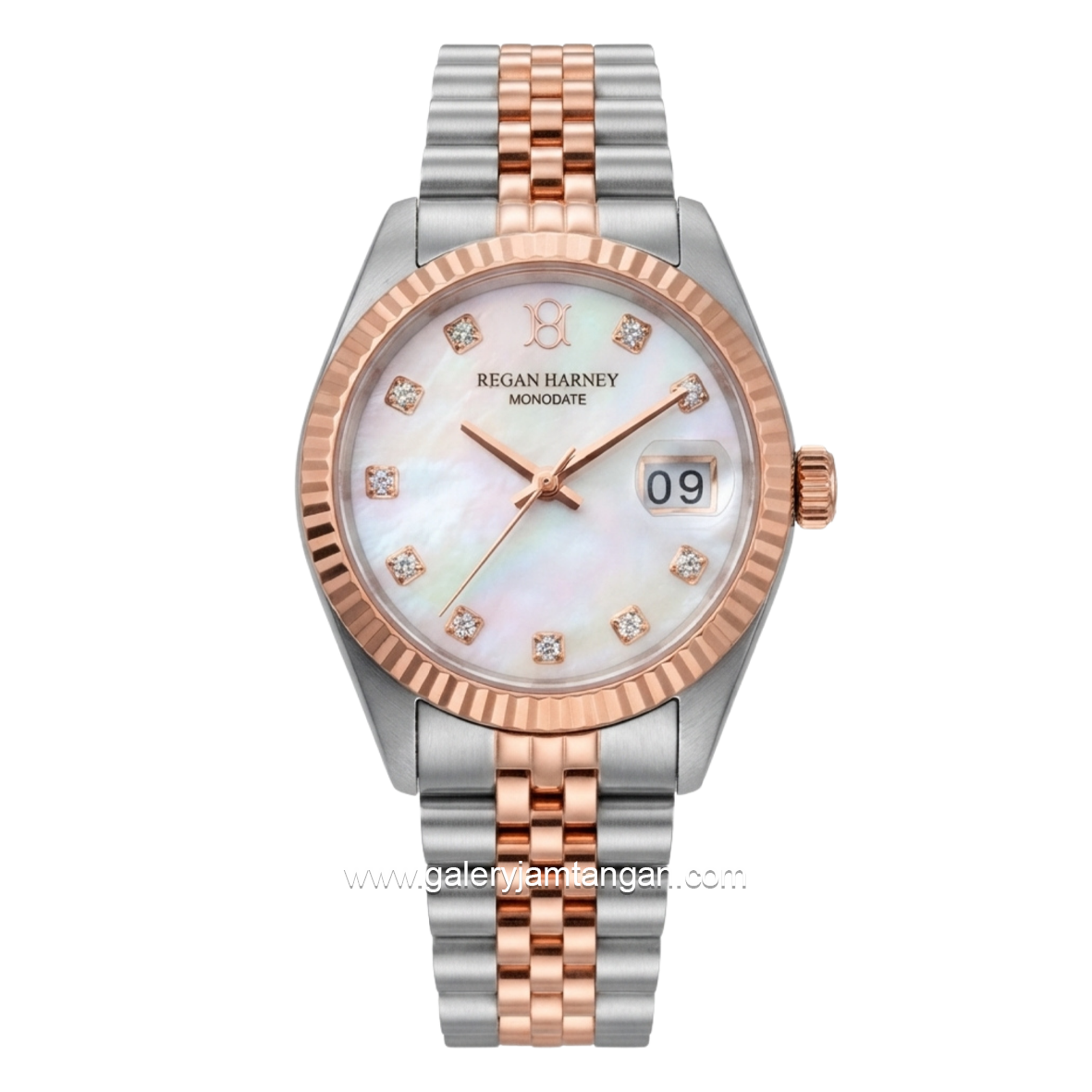 REGAN HARNEY LADY MONODATE RH013-04 Combination Silver Rosegold Dial White MOP Stainless Steel