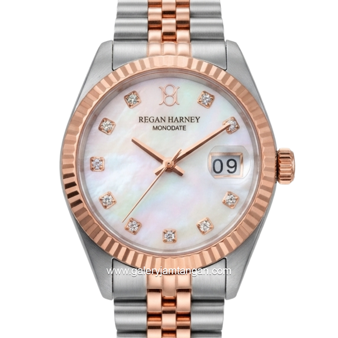 REGAN HARNEY LADY MONODATE RH013-04 Combination Silver Rosegold Dial White MOP Stainless Steel