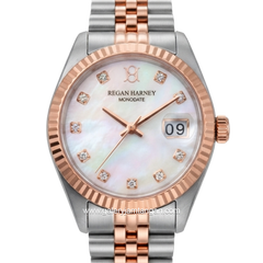 REGAN HARNEY LADY MONODATE RH013-04 Combination Silver Rosegold Dial White MOP Stainless Steel