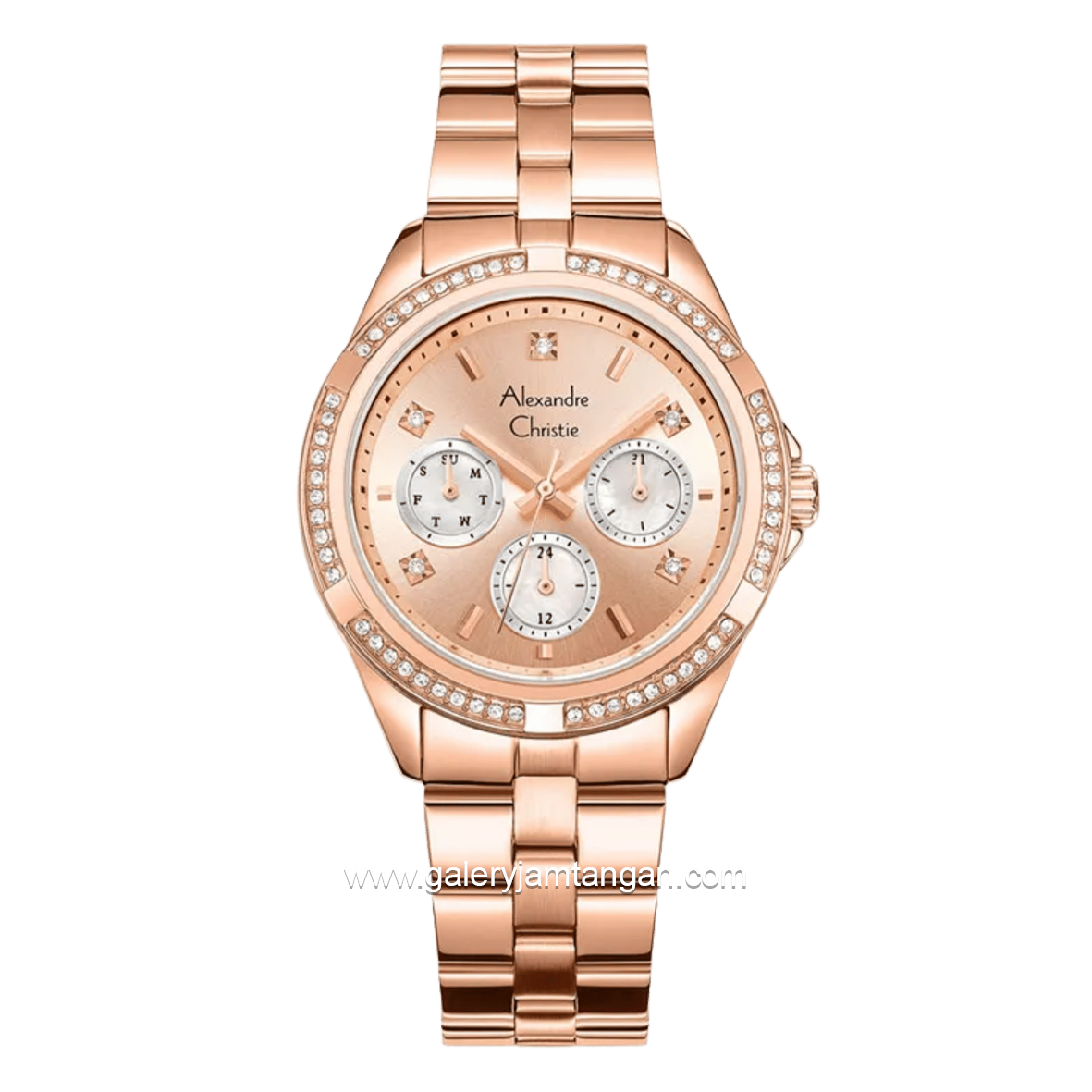 Alexandre Christie Multifunction AC 2947 BF BRGLN-2 Rose Gold Dial Rose Gold Stainless Steel Strap