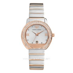 CHRIST VERRA ELORA CV 51128L-14 SLV Silver Rosegold Stainless Steel Strap