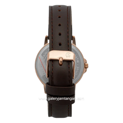 Alexandre Christie Primo Steel AC 1014 LD LRGDG Black Dial Dark Brown Leather Strap
