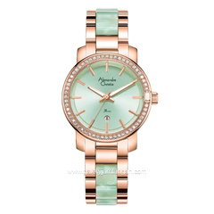 Alexandre Christie Passion AC 2B23 LD BRGLGLG Green Dial Dual Tone Stainless Steel Acetate Strap