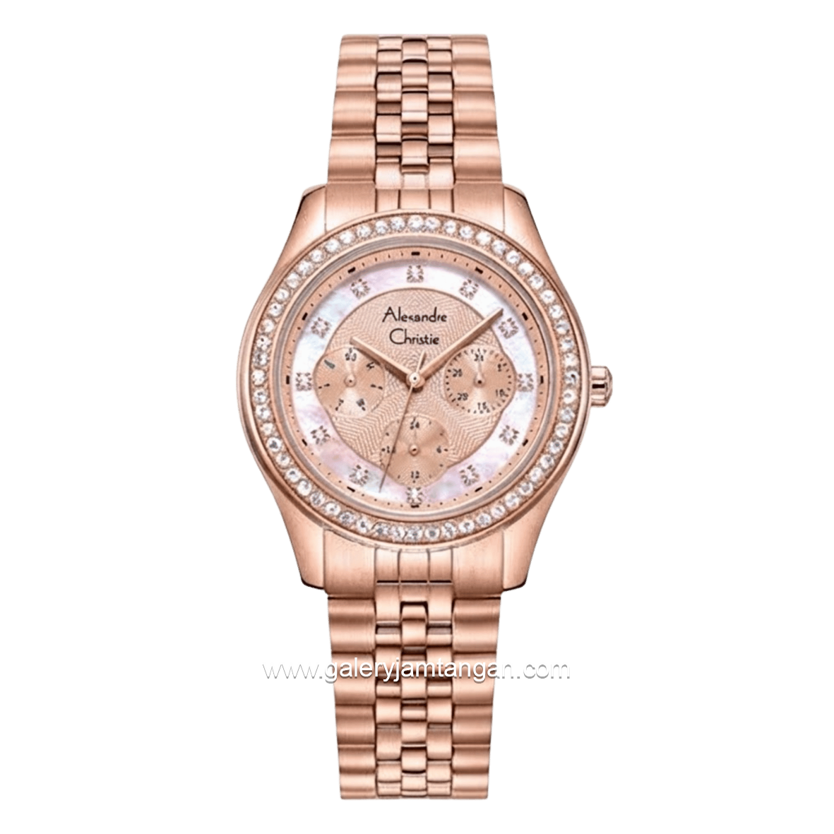 Alexandre Christie AC 2496 BFBRGLN1 Rose Gold Dial Dual Tone Stainless Steel Strap
