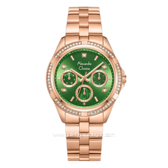 Alexandre Christie Multifunction AC 2947 BF BRGOG-2 Green Dial Rose Gold Stainless Steel Strap