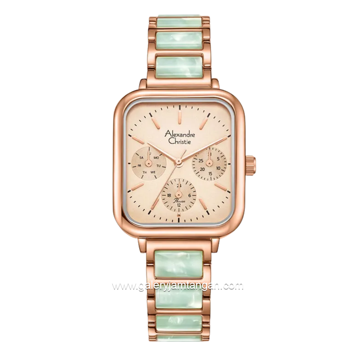 Alexandre Christie Passion AC 2C14 BFBRGLN Rose Gold Dial St Steel Acetate Strap